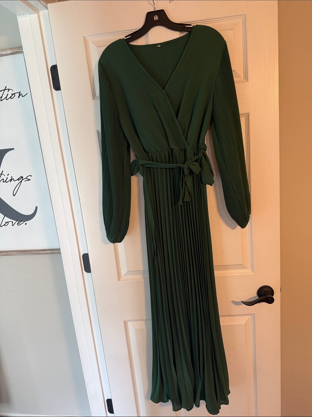 Amazon Green Pleated Wrap Maxi Dress